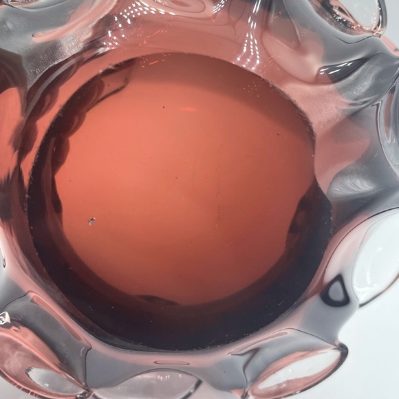 Vintage Mulberry Wine Clear Glass Pulled Ear Petals Ashtray/ Bowl - Picture 6 of 11